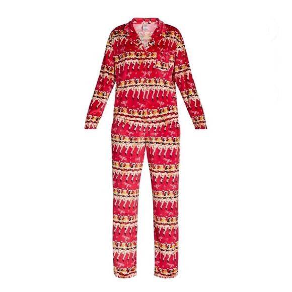 Velour Notch Collar Pajama Top & Pants Lounge Sleep 2, 2-Piece Sets Size M - Picture 3 of 10